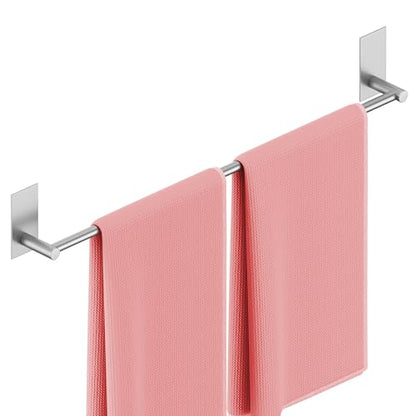 KES Self Adhesive Bathroom Towel Bar, No Drill Towel Bar 24-Inch for Bathroom Towel Hangers Stick on Sticky Towel Holder SUS304 Stainless Steel Rustproof Brushed Finish, A7000S60B-2 - color: Grey (Brushed Finish), size: 23.6-Inch