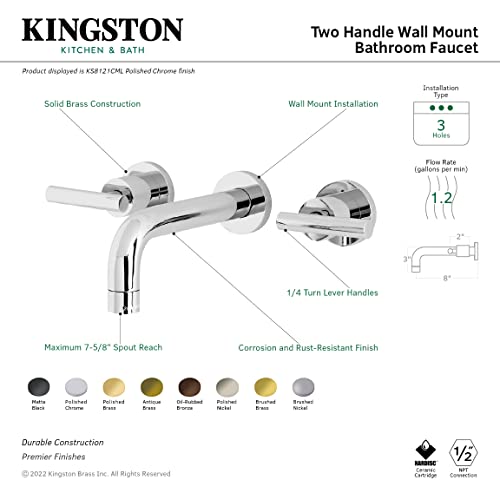 Kingston KS8126CML Wall Mount Bathroom Faucet, Polished Nickel - color: Polished Nickel