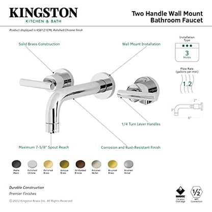 Kingston KS8126CML Wall Mount Bathroom Faucet, Polished Nickel - color: Polished Nickel