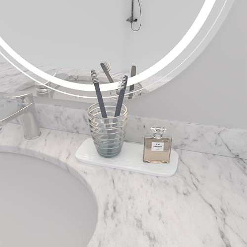 Premium Ceramic Bathroom Tray – Sleek Non-Slip Organizer for Shower, Countertop, Vanity | 10x4inch | Easy-Clean, Corrosion-Resistant