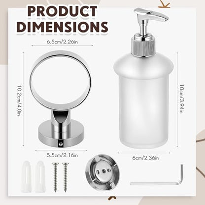 1 Pack Hand Soap Dispenser Wall Mount Bathroom Glass Soap Dispenser Pump Bottle with Stainless Steel Pump for Kitchen Bathroom Countertop (Silver) - color: Silver