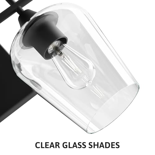 VONLUCE 2 Light Bathroom Vanity Light Fixture,Matte Black | Wine Glass Shades, E26 Sockets, Easy to install, Vanity Lights for Bathroom Bedroom Hallway Living Room - color: Black, size: 2-Light