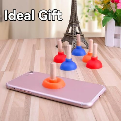 6PCS Tiny Toilet Plunger Shape Phone Holder,Mini Colorful Plunger Holder, Sucker Stand for Supporting Cellphone, Moblie Phone, PSP