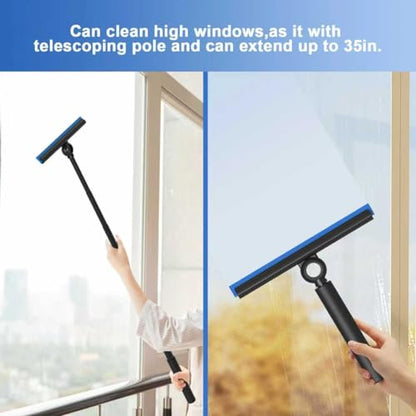 Shower Squeegee for Glass Doors, Squeegee with Long Handle, Telescoping Squeegee for Shower, Extendable Window Cleaner Tool for Car Windows, Tile Walls, Sliding Door, Shower Glass Door