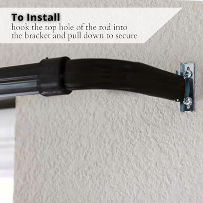 Yafa Home Fashion Heavy Duty Single Standard Adjustable Curtain Rod Hardware Included(Black, 66"-128") - color: Black, size: 66" - 128"
