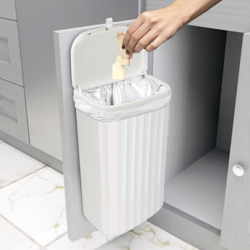 Glad Roomate Under Counter Waste Bin | Space Saving Small Trash Can for Kitchen Cabinet, Bathroom or Office | Dual Lid for Ease of Opening, 12 Liter, White - color: 12 Liter White Plastic