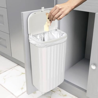 Glad Roomate Under Counter Waste Bin | Space Saving Small Trash Can for Kitchen Cabinet, Bathroom or Office | Dual Lid for Ease of Opening, 12 Liter, White - color: 12 Liter White Plastic
