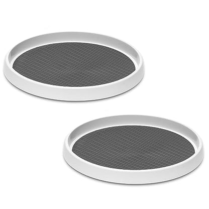 2 Set, 10 Inch Non-Skid Lazy Susan Organizers - Turntable Rack for Cabinet, Pantry Organization and Storage, Kitchen, Fridge, Bathroom Makeup Vanity Countertop, Under Sink Organizing, Spice Rack - size: 10 inch - 1 Tier - 2 Pack
