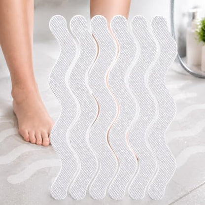 6 Pcs Anti Slip Shower Stickers, Clear Bathtub Safety Decals with Scraper, Non-Slip Adhesive Strips for Tub Floor Stairs, Waterproof Traction Tape for Bathroom Home Safety (TR) - color: Tr