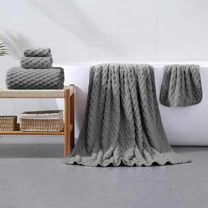 6 PC Bath Towel Set,40"x80"Microfiber Towels,Charcoal Gray | Microfibers，Extra-large size，Quick dry，Highly Absorbent，Big and Tall users，2Bath towels 2Hand towels 2Washcloths - color: Charcoal Gray, size: Bath Sheet Set-6PCS