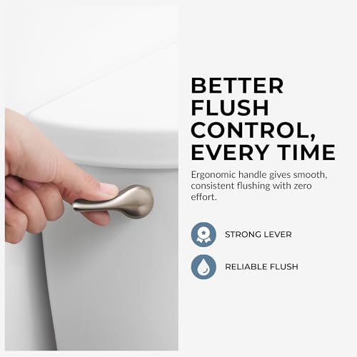 Qualihome Brushed Nickel Finish Side Mount Toilet Handle Replacement Kit, Universal Toilet Tank Flush Lever Fits Most Standard Side-Mount Toilet Tanks - color: Brushed Nickel