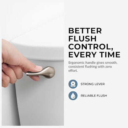 Qualihome Brushed Nickel Finish Side Mount Toilet Handle Replacement Kit, Universal Toilet Tank Flush Lever Fits Most Standard Side-Mount Toilet Tanks - color: Brushed Nickel