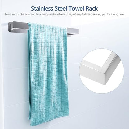 ABOOFAN Stainless Steel Adhesive Towel Rack Bar Wall-Mounted Bathroom Towel Holder Brushed Finish No-Drill Installation for Shower and Washroom