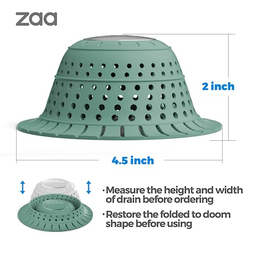 Bathtub Drain Strainer Silicone Bathroom Stopper Fixture Accessories | Gray Green 2-Pack White Collapsible Shower Drain Hair Catcher for Pop Up Tubs, Traps Hair Before Clogs, Easy To Clean - color: Gray Green