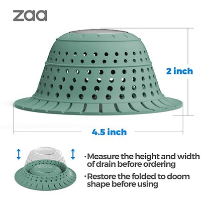 Bathtub Drain Strainer Silicone Bathroom Stopper Fixture Accessories | Gray Green 2-Pack White Collapsible Shower Drain Hair Catcher for Pop Up Tubs, Traps Hair Before Clogs, Easy To Clean - color: Gray Green