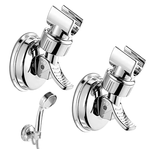 Adjustable Shower Head Holders Removable Suction Cup Shower Head Bracket No Drill Shower Head Bracke, Bathroom Wall Mount Shower Hose Holder, for Smooth Tile Glass Marble Metal (2pcs) - color: 2pcs