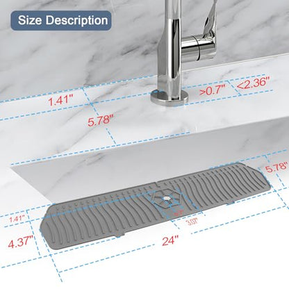 Faucet Guard - 90 Foldable Drain Mat for Kitchen & Bathroom Sink (Gray, 24"*5.66") - color: Gray, size: 24"*5.78"