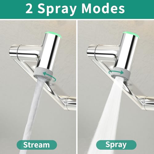 Modern Bathroom Faucet 1 Hole with Temperature Display, Chrome | Batteries-Free, 1080° Rotatable Single Hole Bathroom Faucet, Single Handle Bathroom Vanity Faucets, 2 Spray Modes - color: Chrome