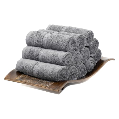 Turkish Washcloths, 12 Pack, 13 x 13 in, 700 GSM, Charcoal Gray | 12 washcloth face towels, 13 x 13 in, 700 GSM bamboo-viscose and Turkish cotton blend, plush, absorbent and woven in Turkey - color: Charcoal, size: Washcloths, Set of 12