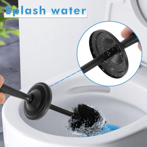 Black Toilet Brush and Holder Set，Toilet Bowl Brush and Holder | Heavy Duty Toilet Brush for Bathroom, Stainless Steel Toilet Cleaner Brush,Deep Cleaning,Space Saving,Covered Brush - color: Black