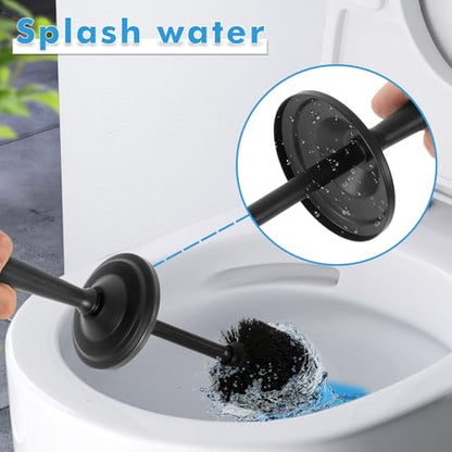 Black Toilet Brush and Holder Set，Toilet Bowl Brush and Holder | Heavy Duty Toilet Brush for Bathroom, Stainless Steel Toilet Cleaner Brush,Deep Cleaning,Space Saving,Covered Brush - color: Black