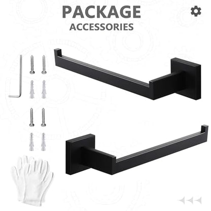 LANC Bathroom Hand Towel Holder 10 Inche Matte Black Hand Towel Bar 2 Pack Left and Right Side Square Towel Ring for Kitchen Toilet Wall Mount Stainless Steel Modern Towel Rack,A8806MB-LRP2 - color: Matte Black, size: Left & Right