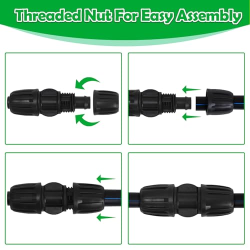 10 Pack 1/2 Inch Drip Irrigation Coupling Fittings (1/2" ID x 0.65" OD) - 1/2'' Drip Line Anti-Drop Barbed Lock Nut Coupler Connectors for 1/2 Inch Drip Irrigation Tubing Irrigation System - size: 1/2" Drip Coupling