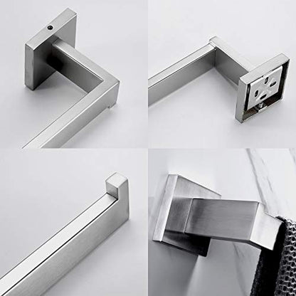 Nolimas Brushed Nickel Bath Hand Towel Bar Single Bars Towel Ring Classic Wall Mounted SUS304 Stainless Steel Bathroom Square Towel Rack Toilet Kitchen Towel Shelf Single Layer
