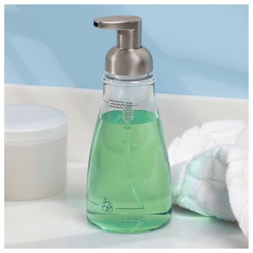 iDesign Refillable Foaming Soap Dispenser for Kitchen or Bathroom Vanity - Set of 2 - Clear/Brushed Nickel - color: Clear/Brushed Nickel, style: Pack of 2