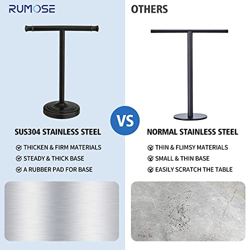RUMOSE Oil Rubbed Bronze Hand Towel Holder Stand Countertop Towel Rack | 13 Inch Bathroom Kitchen Vanity T-Shape Towel Stand Free Standing Stainless Steel Towel Bar Towel Ring - color: Oil Rubbed Bronze