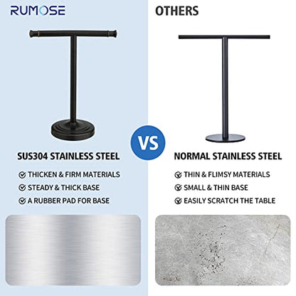 RUMOSE Oil Rubbed Bronze Hand Towel Holder Stand Countertop Towel Rack | 13 Inch Bathroom Kitchen Vanity T-Shape Towel Stand Free Standing Stainless Steel Towel Bar Towel Ring - color: Oil Rubbed Bronze