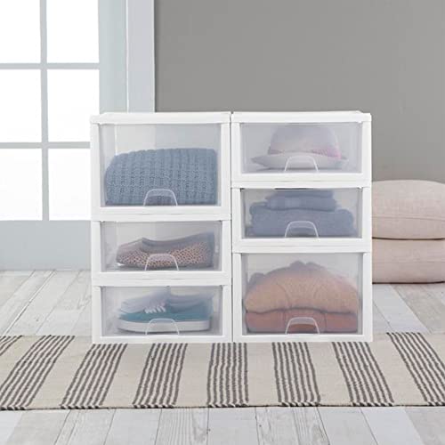 Sterilite Stacking Drawer Storage Organizer for Clothes, 16 Quart, 18-Pack | White Frame, Stackable Modular Clear Plastic Drawers & Containers for Clothing, Accessories, Craft Supplies, Shoes or Linens - size: 16 Quart, style: 18 Pack