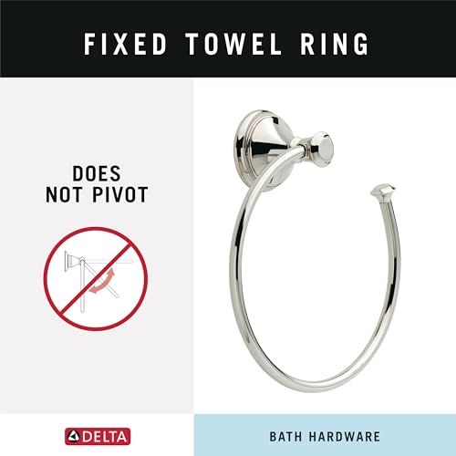 Delta Hand Towel Holder | Square Polished Nickel Ring for Hanging Towels in Kitchen, Bathroom | Cassidy Accessories - size: 8.38 x 7.4 x 2.6 Inches