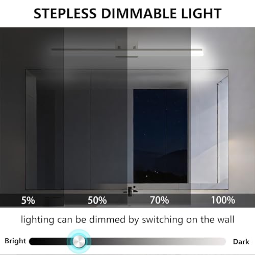 36 inch LED Modern Bathroom Vanity Lighting Fixtures Over Mirror, Brushed Nickel Adjustable Makeup Vanity Light Bar Dimmable 5CCT 36W 3000K-5000K - color: Nickel-36 Inch 5cct