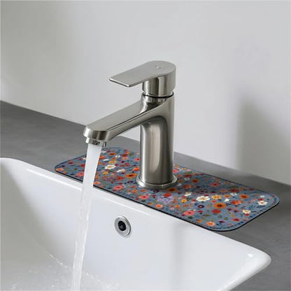 Faucet Fast Absorbent Pad - Boho Wildflower Blue Multi , Suitable For Kitchen, Bathroom, Island And Other Scenes - color: Boho Wildflower Blue Multi