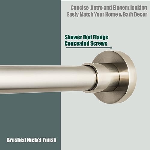 Heavy Duty Shower Rod, Adjustable Shower Curtain Rod, Expandable 47-84 Inch, Permanent Mount Shower Rod, Never Rust Stainless Steel For Window Curtain and Closet, Brushed Nickel - color: BRUSHED NICKEL