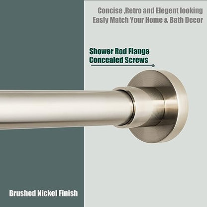 Heavy Duty Shower Rod, Adjustable Shower Curtain Rod, Expandable 47-84 Inch, Permanent Mount Shower Rod, Never Rust Stainless Steel For Window Curtain and Closet, Brushed Nickel - color: BRUSHED NICKEL