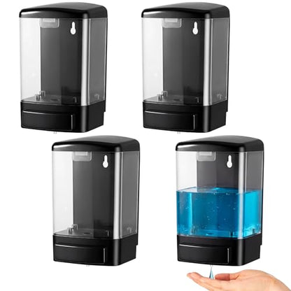 Hushee 4 Pcs Plastic Wall Mounted Soap Dispenser Commercial Manual Soap Containers Wall Dispenser for Kitchen Shower Hotel Liquid Shampoo Gel Chamber(33.8 oz 1000 ml,Clear) - color: Clear, size: 33.8 oz 1000 ml