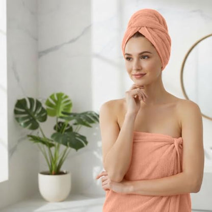 8 Piece Bath Towels for Bathroom - 100% Cotton, Soft Absorbent Bathroom Towels Set - 2 Extra Large Bath Towels, 2 Hand Towels & 4 Washcloths - Hotel Spa Thick Plush Towel, Peach - color: Peach (Pack of 8)