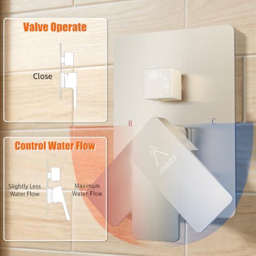 Shower System Modern Rain 8 inches Brass Faucet Set With Valve and Diverter Shower Mixer With Handheld High Pressure Square Rainfall Shower Valve (8'' Wall Mount, Brushed Nickel) - color: Brushed Nickel, style: 8'' Wall Mount
