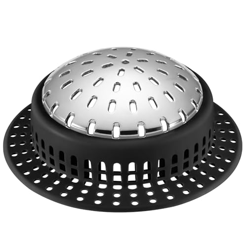 Aluvor Bathtub Drain Hair Catcher Shower Drain Cover Sink Drain Protector | Bathroom Sink & Bathtub Drain Strainer for Pop-Up & Regular Drains, Black - size: Large-Black