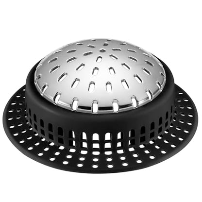Aluvor Bathtub Drain Hair Catcher Shower Drain Cover Sink Drain Protector | Bathroom Sink & Bathtub Drain Strainer for Pop-Up & Regular Drains, Black - size: Large-Black