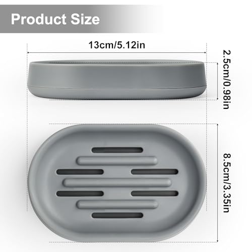 Topsky Soap Dish for Shower,2 Pack Soap Dishes Soap Savers for Bar Soap, Soap Bar Holder Shower with Drip Tray, Plastic Soap Holders with Drain for Kitchen Sink, Easy to Clean,Dry,Gray - color: Gray