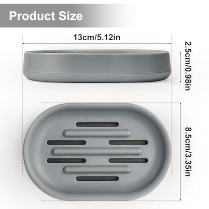 Topsky Soap Dish for Shower,2 Pack Soap Dishes Soap Savers for Bar Soap, Soap Bar Holder Shower with Drip Tray, Plastic Soap Holders with Drain for Kitchen Sink, Easy to Clean,Dry,Gray - color: Gray