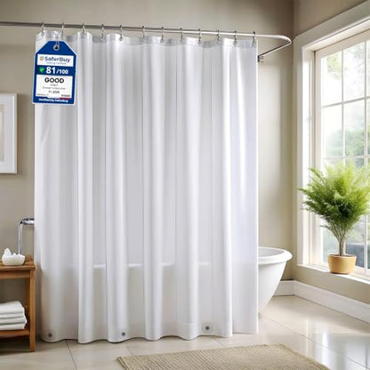 ZENO Frosted Shower Curtain Liner – 72" x 72" Premium PEVA Liner with Rustproof Grommets & 3 Magnets – Waterproof, Lightweight Bathroom Shower Curtain Set - color: Frost