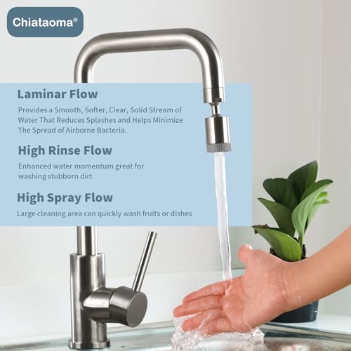 Rotating Faucet Aerator,360° Swivel Kitchen Faucet Nozzle Splash-Proof | 3-Flow Sprayer Female Kitchen Faucet Attachment,Faucet Attachment for Kitchen Sink,Faucet Aerator Sprayer Brushed Nickel - color: Brushed Nickel D