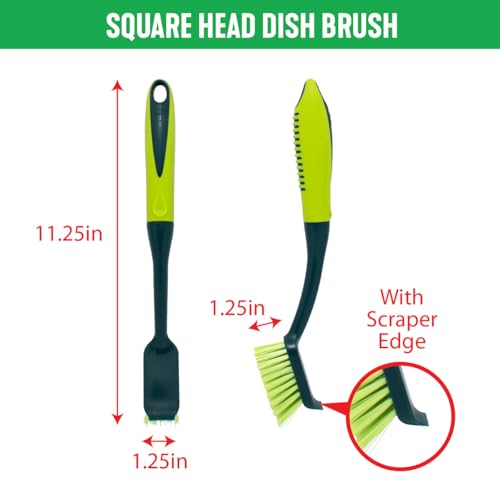 Pine-Sol Scrub Brush Set - Long Handle Cleaning Brushes with Heavy Duty Bristles and Comfort Grip - Scrubbers for Kitchen, Household, and Dishwashing, 5 Pieces - size: 5 Piece Set