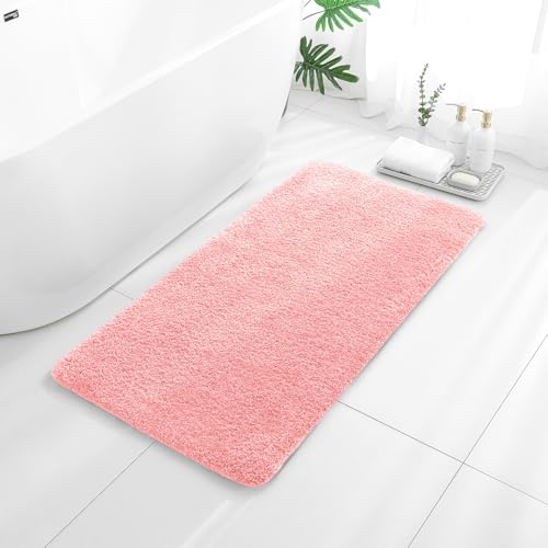 Pink Bathroom Rugs 24"x48" – Long Plush Non-Slip Bath Mat, Absorbent & Washable Microfiber Runner Rug – Perfect for Tub, Sink, or Washroom - color: Pink, size: 2' x 4' (Rectangular)