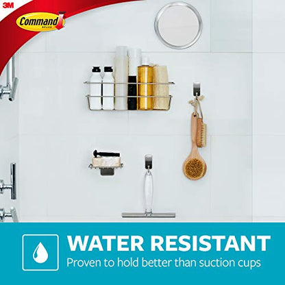 Command Bath Shower Small Water-Resistant Adhesive, Satin Nickel, 1 lb Capacity, 1 Squeegee, 1 Hook, 2 Strips, BATH32-SS-ES Caddy - size: 0