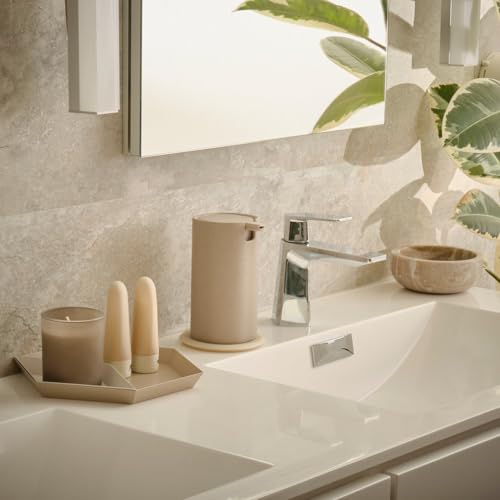 LINE+ARC Modern Easy-to-Press Soap & Lotion Dispenser, Rose | Ergonomic, rust-free liquid pump, cute blue design for marble bathroom sink, kitchen countertop, pink - color: Rose